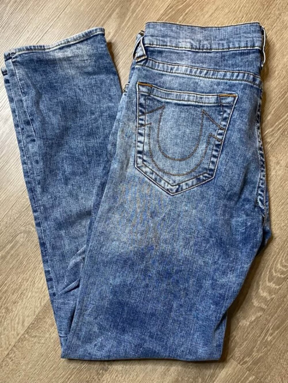 True Religion Geno Relaxed Slim Jeans – Men’s 34x33 – Acid Wash Denim